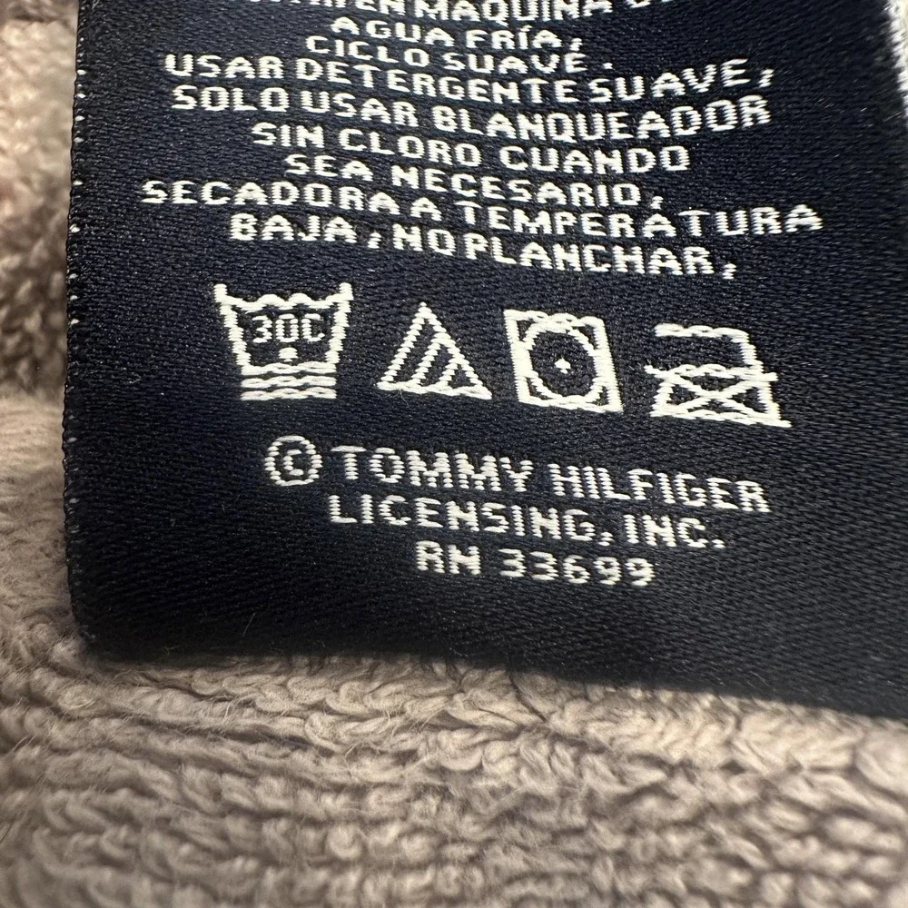 VTG Tommy Hilfiger‎ Gray Navy Striped Cotton Bath Towel Ribbed Bathroom Everyday